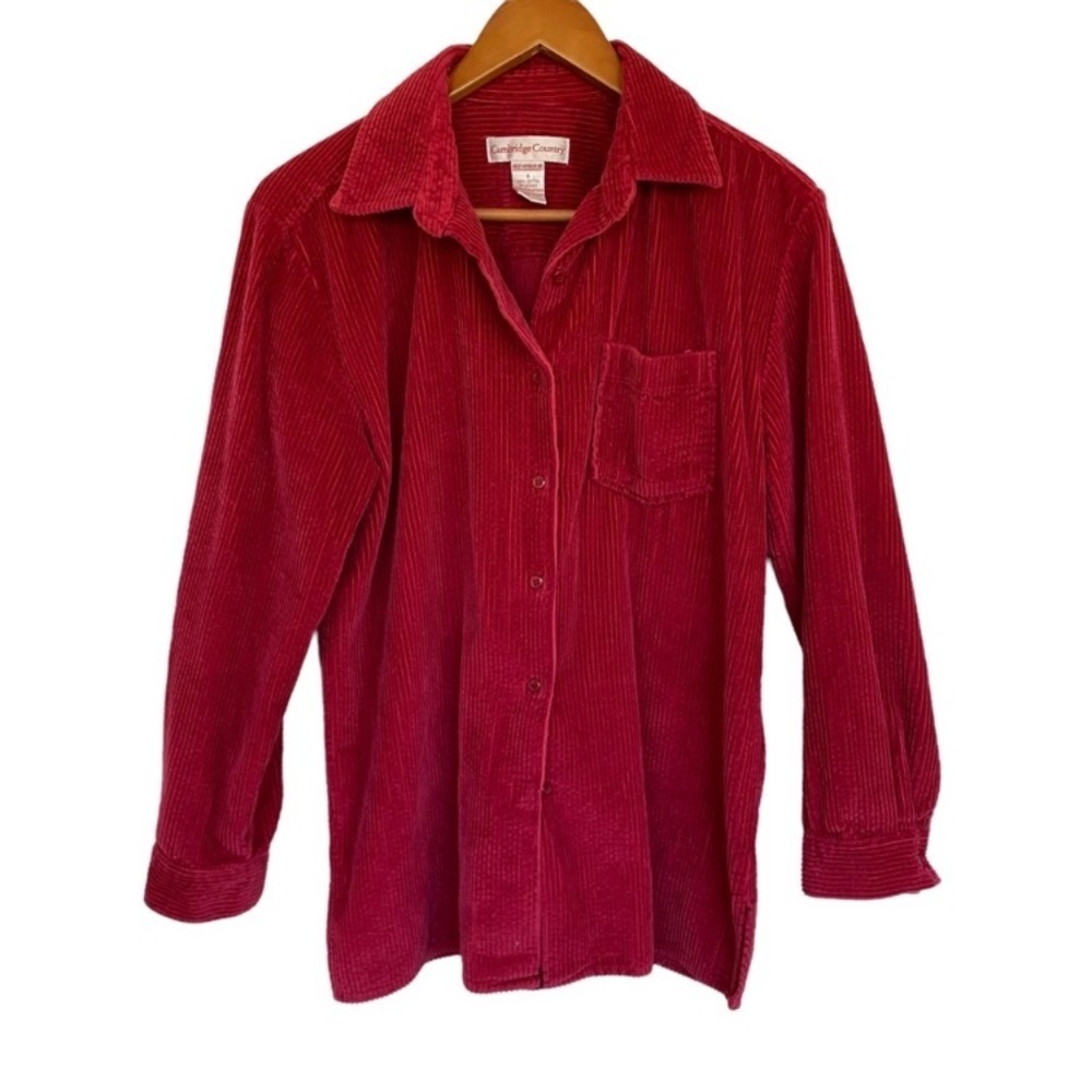 Vintage Cambridge Country Red Corduroy
Oversized Button Down Shirt Shacket S